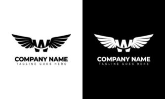 Letter W with wings logo label emblem sign stamp. Vector illustrations