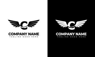 Letter C with wings logo label emblem sign stamp. Vector illustrations