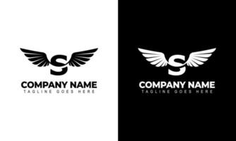 Letter S with wings logo label emblem sign stamp. Vector illustrations