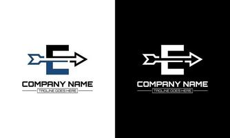 Vector illustration of letter E logo shape arrow graphic