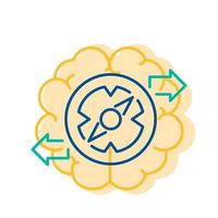 Brain and Gear Logo Icon Finding Solution Concept vector