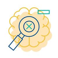 Magnifying Glass on Mistake Sign Icon Thin Line vector