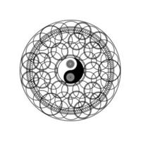 símbolo de yin yang en patrón geométrico oriental vector