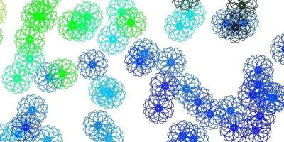 Light Blue, Green vector doodle texture with flowers.