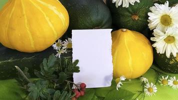 Autumn still life of vegetables with an empty field for text photo