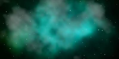 Dark Green vector background with small and big stars.