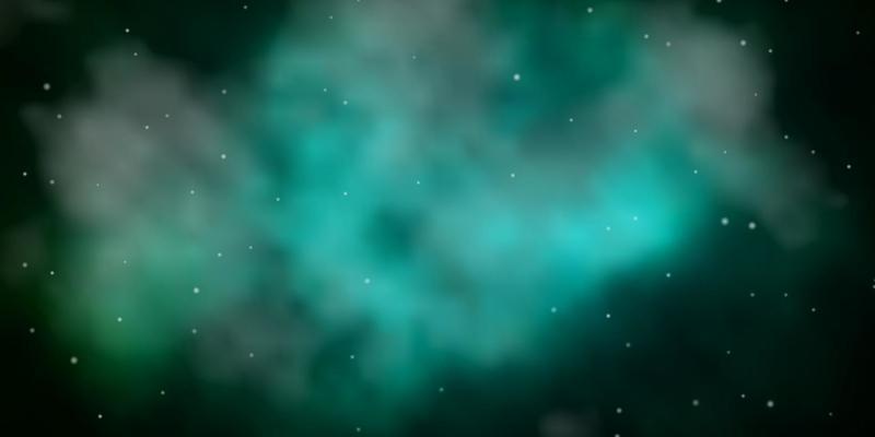 Dark Green vector background with small and big stars.