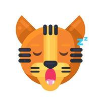 tigre durmiendo expresión lindo gracioso emoji vector