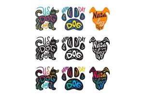 Dog day celebration badge collection set vector