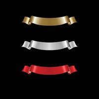Ribbon Set In Isolated For Celebration, luxury golden ribbon set vector