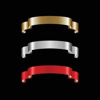 Ribbon Set In Isolated For Celebration, luxury golden ribbon set vector