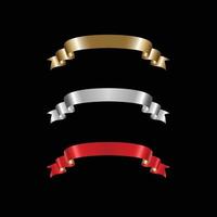 Ribbon Set In Isolated For Celebration, luxury golden ribbon set vector