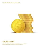 golden coin object, Money background design vector