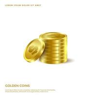 golden coin object, Money background design vector