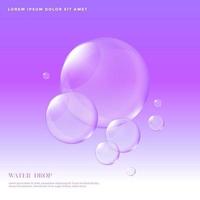 transparent Colorful water droplets, water drop objects vector