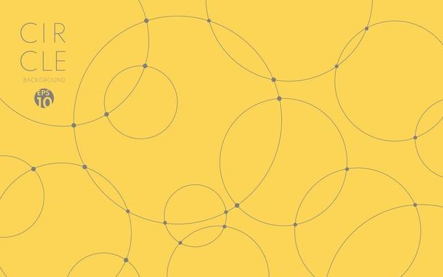 Abstract black line circle shape overlap on yellow background.