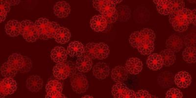 textura de doodle de vector rojo claro con flores.