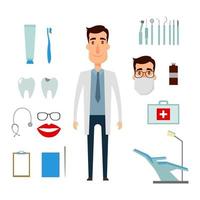 conjunto de creación de personajes de dentista. iconos con diferentes tipos. vector