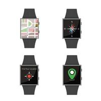 Smart Watch Icon set. Cartoon style. Flat elements. vector