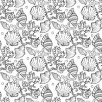 Hand drawn vector illustrations - seamless pattern of seashells