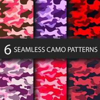 Set of 6 pack Camouflage seamless patterns background black shadow vector