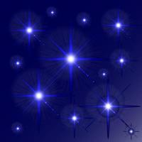 conjunto de vector azul brillante efecto de luz estrellas estalla en transparente