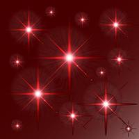 Set of Vector red glowing light effect stars bursts on transparent