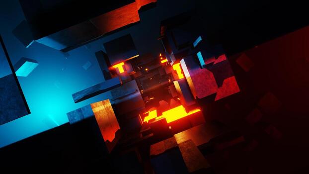 3D rendering of a sci-fi tunnel with moving light Abstract photo