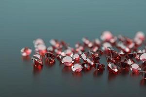 Ruby diamond placed on glossy reflection background 3d specific focus photo