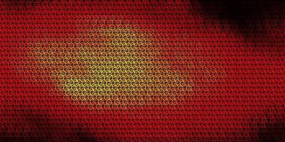 Dark Red, Yellow vector background with occult symbols.