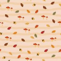 Autumn seamless pattern with acorns,oak leaves and mushrooms vector