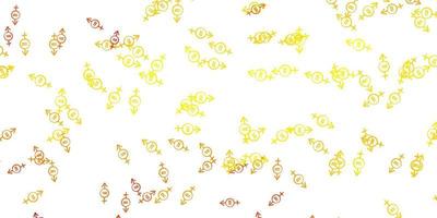 Light Yellow vector backdrop with woman's power symbols.