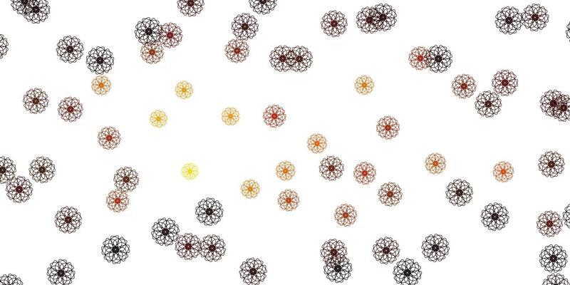 Light Yellow vector doodle texture with flowers.