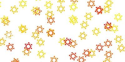 Light yellow vector pattern with coronavirus elements.