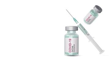 Covid-19 vaccine bottle with syringe, coronavirus vaccine video