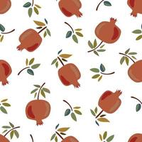 Seamless vector pattern with pomegranates on a white background.