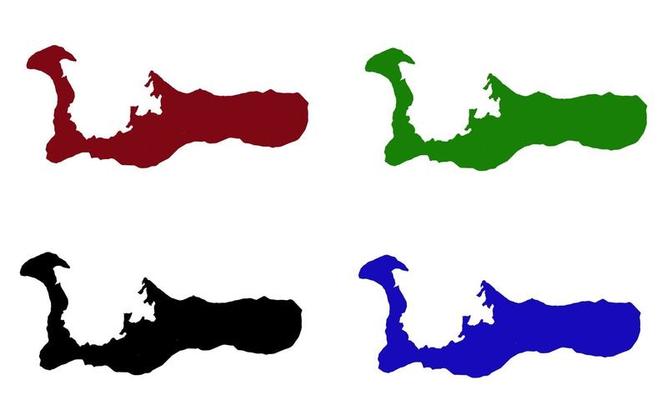 Great Cayman Island map silhouette on white background