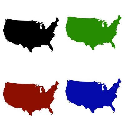 America map silhouette on white background