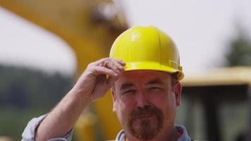Portrait of construction worker video