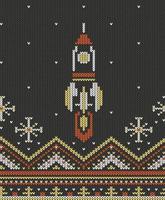 Knitting seamless pattern rocket vector