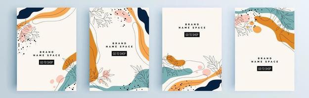 Modern abstract covers set, minimal covers design, colorful geometric vector