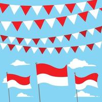 INDONESIA BUNTING AND WAVING NATIONAL FLAG vector