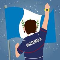 man raised his fist in front of Guatemala National flag vector