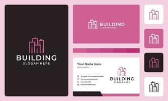 architectural building logo. business card design. vector