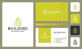 architectural building logo. business card design. vector