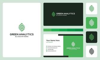 abstract leaf logo and analytic symbol. business card. vector
