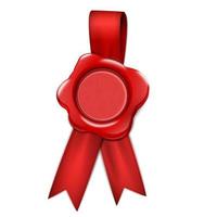 Realistic Wax Seal With Ribbons vector