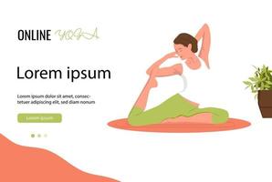 Plantilla de página web de clases de yoga online. concepto de página web vector