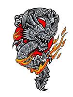 Dragon Japanese Tattoo Art vector