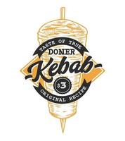 Doner kebab emblema retro vector